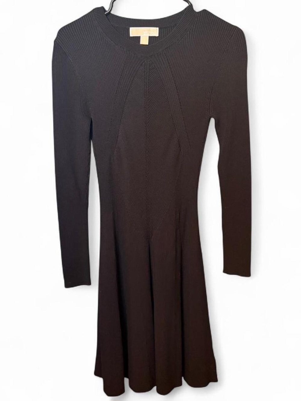 MICHAEL Michael Kors Black Long-Sleeve Fit & Flare Knit Dress